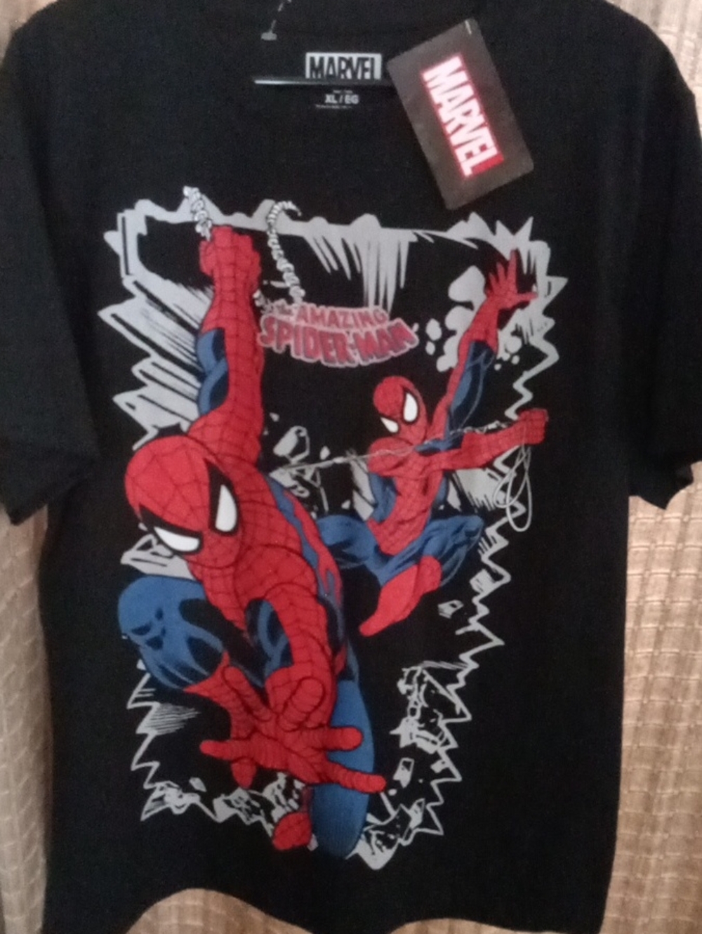Marvel Black Spider-Man Red & Blue Comic Tee